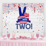 Load image into Gallery viewer, Lofaris Red White and Two Wood Fourth of July Birthday Backdrop
