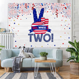 Load image into Gallery viewer, Lofaris Red White and Two Wood Fourth of July Birthday Backdrop
