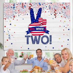 Lofaris Red White and Two Wood Fourth of July Birthday Backdrop