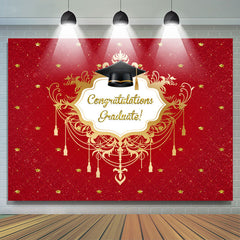 Lofaris Classic Red Gold Backdrop For Graduation Ceremony
