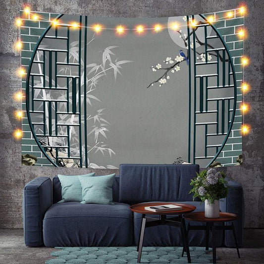 Lofaris Retro Screen Floral Family Architecture Custom Tapestry