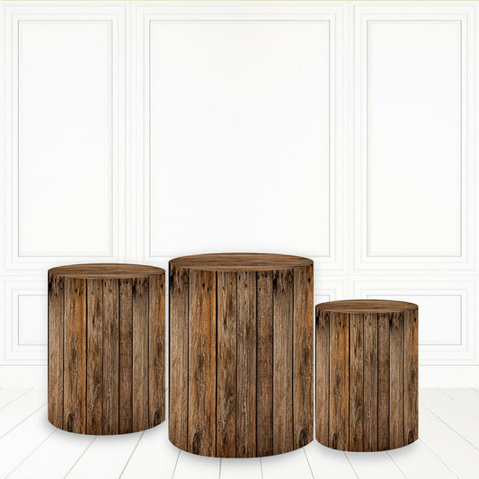 Lofaris Retro Style Dark Brown Cylinder Cover Wood Birthday Pillar