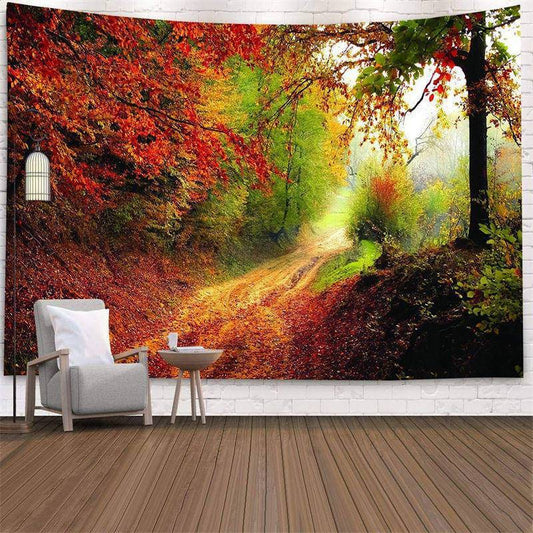 Lofaris Road Forest Mountain Landscape 3D Printed Wall Tapestry