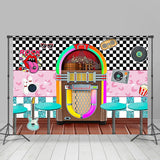 Load image into Gallery viewer, Lofaris Rock Roll Party Back To 50’s Sock Hop Birthday Backdrop