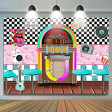 Load image into Gallery viewer, Lofaris Rock Roll Party Back To 50’s Sock Hop Birthday Backdrop