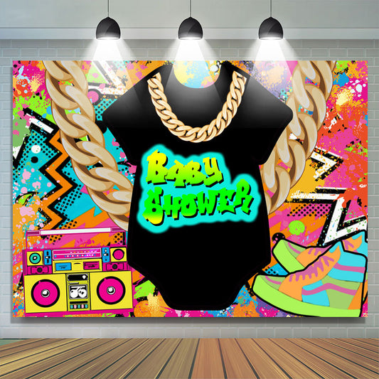 Lofaris Rock Roll With Abstract Graffiti Baby Shower Backdrop