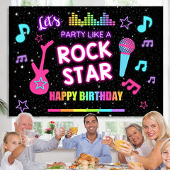 Lofaris Rock Star Music Starry Black Happy Birthday Backdrop