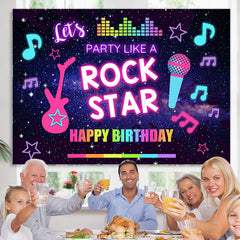 Lofaris Rock Star Music Theme Colorful Happy Birthday Backdrop