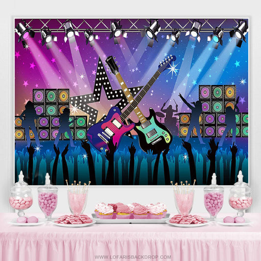 Lofaris Rock Star Vacation Karaoke Birthday Party Backdrop
