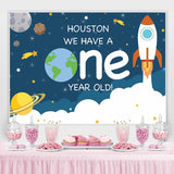 Load image into Gallery viewer, Lofaris Rocket space theme first birthday party Backdrop