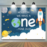 Load image into Gallery viewer, Lofaris Rocket space theme first birthday party Backdrop