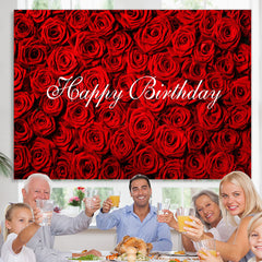 Lofaris Romantic Floral Roses Happy Birthday Backdrop