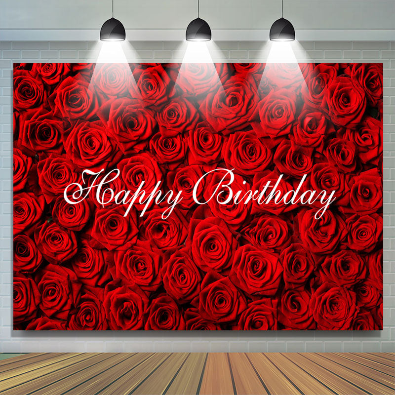 Lofaris Romantic Floral Roses Happy Birthday Backdrop