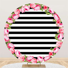 Lofaris Rose Black And White Stripe Birthday Circle Backdrop