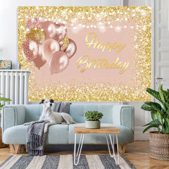 Lofaris Rose Gold and Glitter Birthday Backdrop for Girl