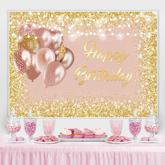 Lofaris Rose Gold and Glitter Birthday Backdrop for Girl