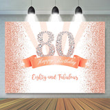 Load image into Gallery viewer, Lofaris Rose Gold and Pink Dots Happy 80th Birthday Party Backdrop