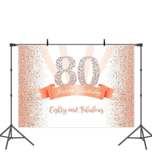 Lofaris Rose Gold and Pink Dots Happy 80th Birthday Party Backdrop