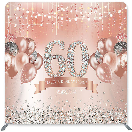 Lofaris Rose Gold Balloons Double-Sided Backdrop for 60th Birthday