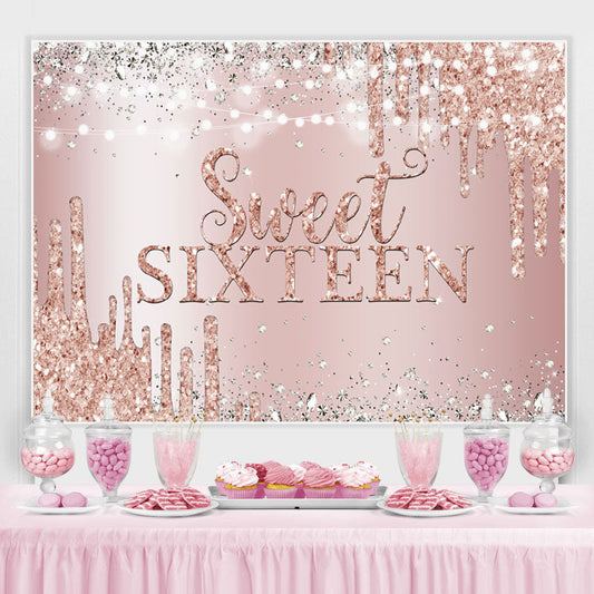 Lofaris Rose Gold Bokeh Diamond Sweet Sixteen Birthday Backdrop
