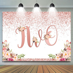 Lofaris Rose Gold Dots And Flowers Happy 2Nd Birthday Backdrop