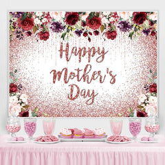 Lofaris Rose Gold Glitter Flowers Happy Mothers Day Backdrop