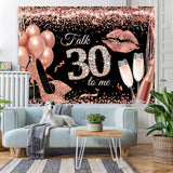 Load image into Gallery viewer, Lofaris Rose Gold Glitter Talk 30 To Me Themed Birthday Backdrop