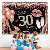 Load image into Gallery viewer, Lofaris Rose Gold Glitter Talk 30 To Me Themed Birthday Backdrop