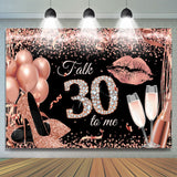 Load image into Gallery viewer, Lofaris Rose Gold Glitter Talk 30 To Me Themed Birthday Backdrop