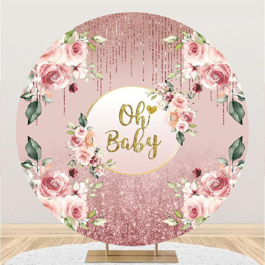 Lofaris Rose Gold Oh Baby Round Shower Backdrop For Party