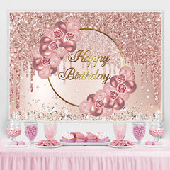 Glitter Pink Rose Gold Happy Birthday Party Backdrop