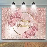 Load image into Gallery viewer, Lofaris Rose Gold Pink Flower and Diamond Birthday Backdrop