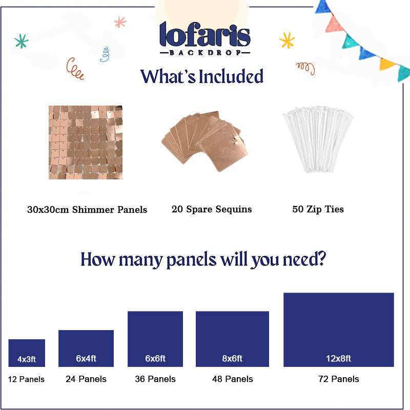 Lofaris Rose Gold Shimmer Wall Panels Sequins Backdrop Banner