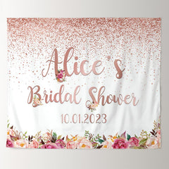 Lofaris Rose Golden And Flowers Bride To Be Wedding Backdrop
