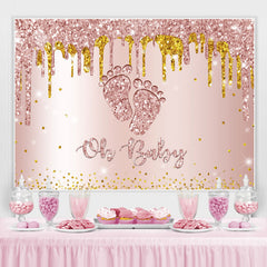 Lofaris Rose Golden Glitter Feet Themed Baby Shower Backdrop