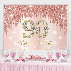 Lofaris Rose Golden Happy 90Th Birthday Backdrop For Women