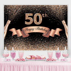 Lofaris Rose Holden Black Glitter Happy 50Th Birthday Backdrop
