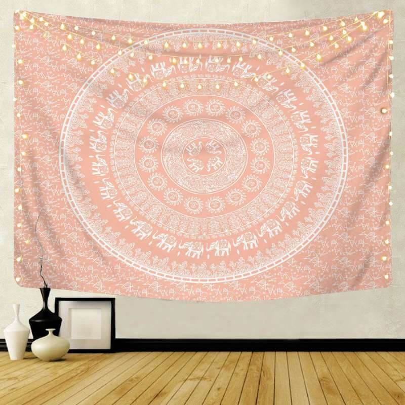 Lofaris Rose Pink Beautiful Lotus Bohemian Mandala Wall Tapestry