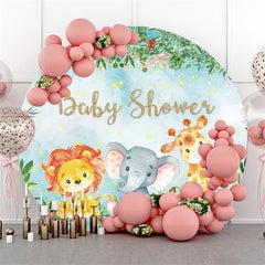Lofaris Round Animals And Flower Glitter Baby Shower Backdrop