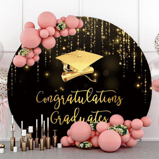 Lofaris Round Bachelor Cap Congratulatiaons Graduate Backdrop