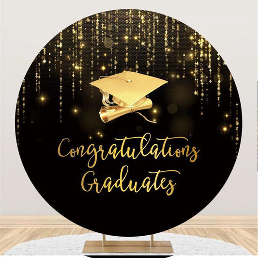 Lofaris Round Bachelor Cap Congratulatiaons Graduate Backdrop