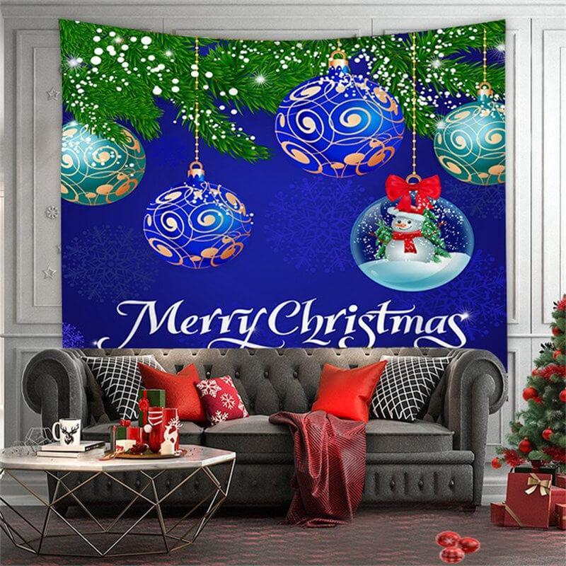 Lofaris Round Ball And Leaves Merry Christmas Wall Tapestry