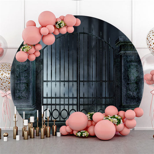Lofaris Round Black Iron Gate Horror Halloween Backdrop For Party