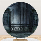Load image into Gallery viewer, Lofaris Round Black Iron Gate Horror Halloween Backdrop For Party