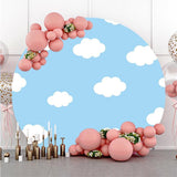 Load image into Gallery viewer, Lofaris Round Blue Sky White Clouds Birthday Backdrop For Party