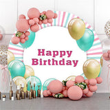 Load image into Gallery viewer, Lofaris Round Canary Yellow Balloon Happy Birthday Backdrop