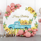 Load image into Gallery viewer, Lofaris Round Car Sunflower Enclosure Happy Birthday Backdrop