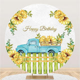 Load image into Gallery viewer, Lofaris Round Car Sunflower Enclosure Happy Birthday Backdrop