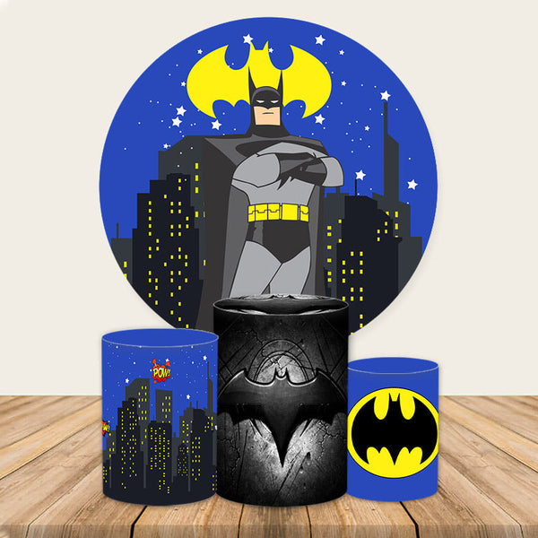 Round Cartoon Theme Batman Night Party Backdrop Kit