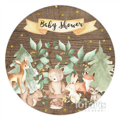 Lofaris Round Cute Safari Jungle Wooden Baby Shower Backdrop